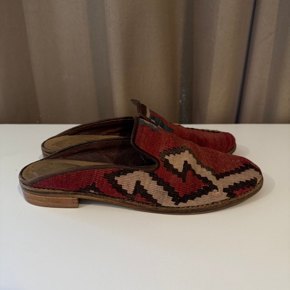 Woven Kilim Mule Slides, Bohemian Decor Shoes, Slip On Loafers - Picture 1 of 8